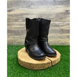 Harley Davidson Women - Size 6 - Black Harness Zipper Boots Style 85161